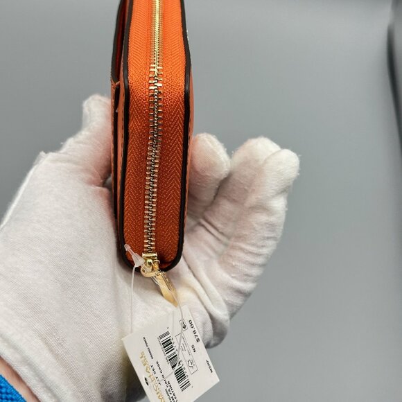 Michael Kors Jet Set Orange Punch Small Zip Around Card Case Wallet NEW - Picture 5 of 12